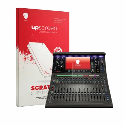 Face avant d’un emballage produit avec le logo de la marque upscreen. À côté, l’appareil Allen&Heat SQ5 Plus est représenté av