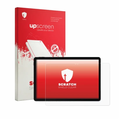 Face avant d’un emballage produit avec le logo de la marque upscreen. À côté, l’appareil POCKAM P11 11" est représenté avec la