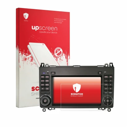Face avant d’un emballage produit avec le logo de la marque upscreen. À côté, l’appareil Erisin ES5572B 7" est représenté avec