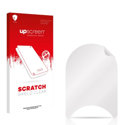 Face avant d’un emballage produit avec le logo de la marque upscreen. À côté se trouve la protection d’écran correspondante.
