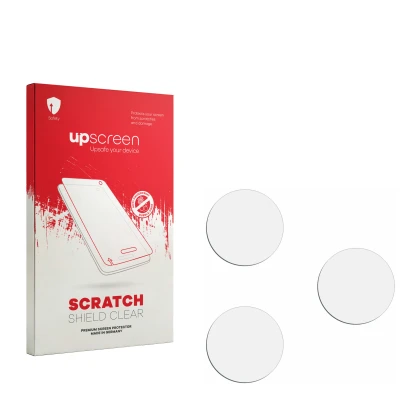 Face avant d’un emballage produit avec le logo de la marque upscreen. À côté se trouve la protection d’écran correspondante.