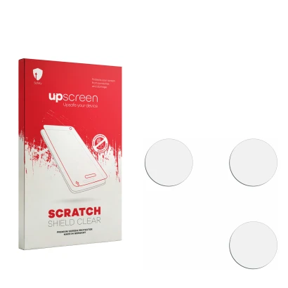 Face avant d’un emballage produit avec le logo de la marque upscreen. À côté se trouve la protection d’écran correspondante.