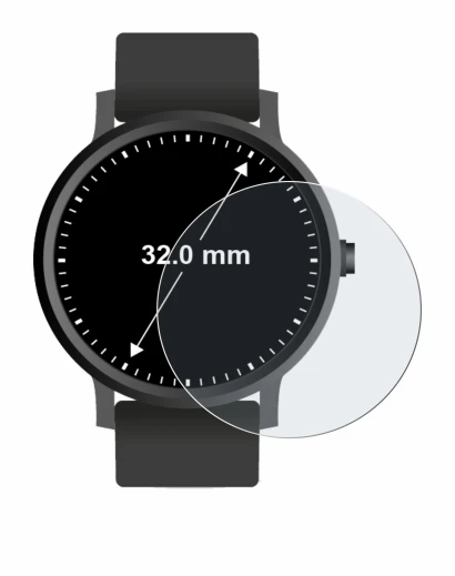 Image de l'appareil Montres (Circulaire, ø: 32 mm) avec une grande variété de protections d'écran.