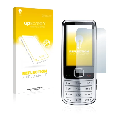 Face avant d’un emballage produit avec le logo de la marque upscreen. À côté, l’appareil Nokia 6700 classic est représenté ave