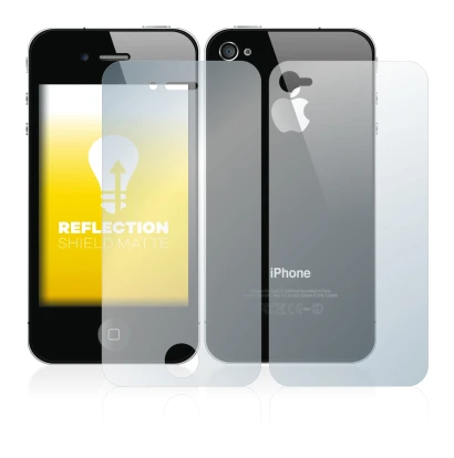 Image de l'appareil Apple iPhone 4S (Avant+Arrière) avec une grande variété de protections d'écran.