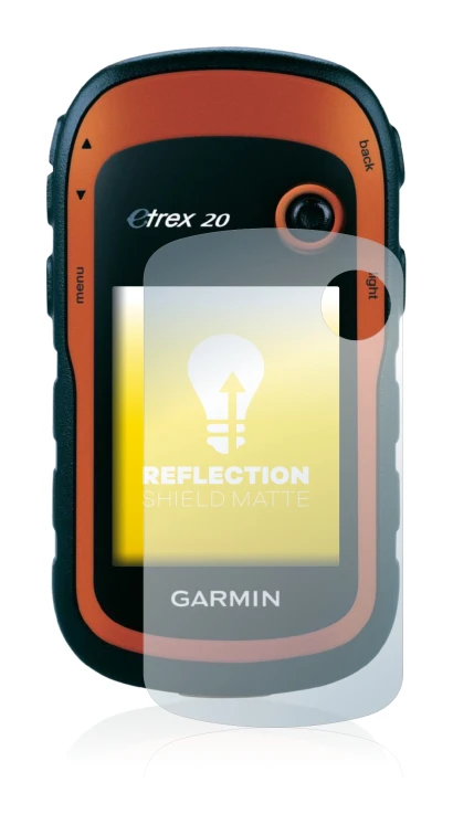Image de l'appareil Garmin eTrex 20 avec une grande variété de protections d'écran.