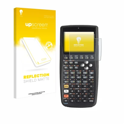 Face avant d’un emballage produit avec le logo de la marque upscreen. À côté, l’appareil HP 50g F2229AA#UUZ est représenté ave