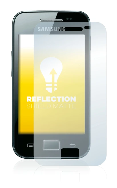 Image de l'appareil Samsung Galaxy Ace S5830i avec une grande variété de protections d'écran.