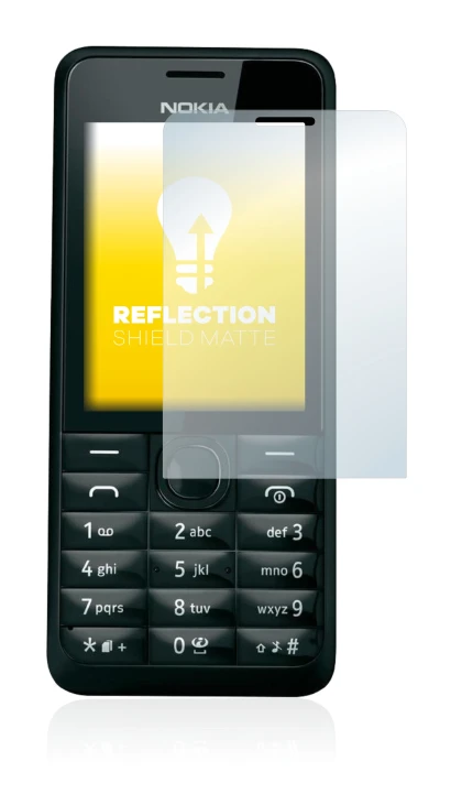 Image de l'appareil Nokia 301 avec une grande variété de protections d'écran.