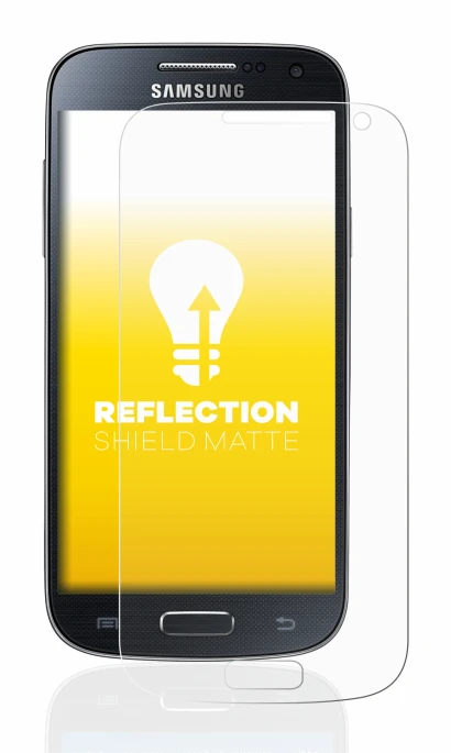 Image de l'appareil Samsung Galaxy S4 Mini avec une grande variété de protections d'écran.