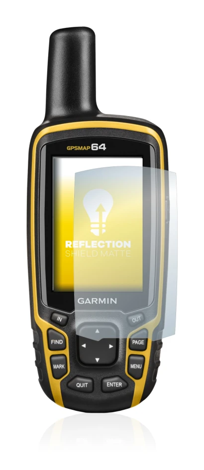 Image de l'appareil Garmin GPSMAP 64 avec une grande variété de protections d'écran.