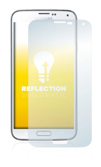 Image de l'appareil Samsung Galaxy S5 avec une grande variété de protections d'écran.