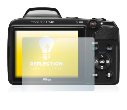Image de l'appareil Nikon Coolpix L340 avec une grande variété de protections d'écran.