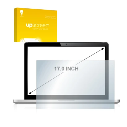 Face avant d’un emballage produit avec le logo de la marque upscreen. À côté, l’appareil est représenté avec la protection d’é