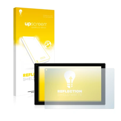 Face avant d’un emballage produit avec le logo de la marque upscreen. À côté, l’appareil Blaupunkt Endeavour 101M est représen