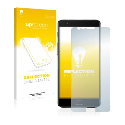 Face avant d’un emballage produit avec le logo de la marque upscreen. À côté, l’appareil OnePlus 3T est représenté avec la pro