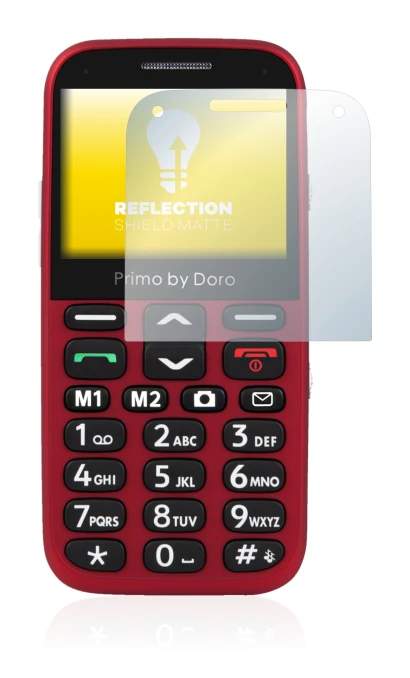 Image de l'appareil Doro Primo 366 avec une grande variété de protections d'écran.