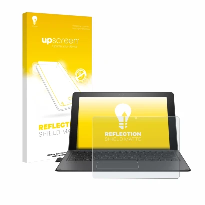 Face avant d’un emballage produit avec le logo de la marque upscreen. À côté, l’appareil HP Pro x2 612 G2 est représenté avec 