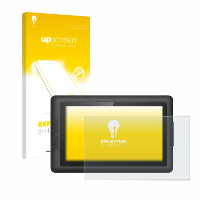Face avant d’un emballage produit avec le logo de la marque upscreen. À côté, l’appareil XP-Pen Artist 15.6 est représenté ave