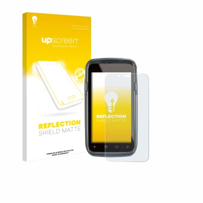 Face avant d’un emballage produit avec le logo de la marque upscreen. À côté, l’appareil Honeywell Dolphin CT60 est représenté