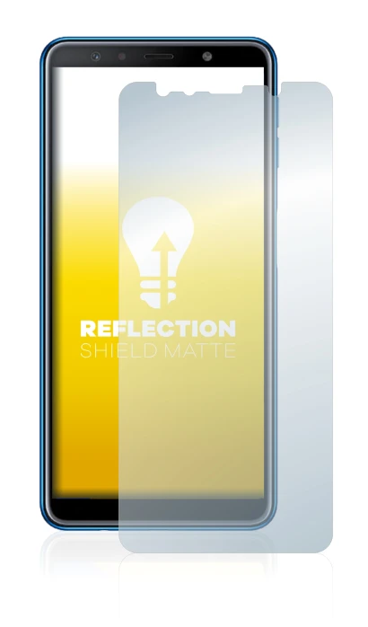 Image de l'appareil Samsung Galaxy A7 2018 avec une grande variété de protections d'écran.