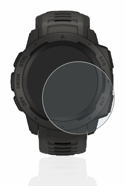 Image de l'appareil Garmin Instinct avec une grande variété de protections d'écran.