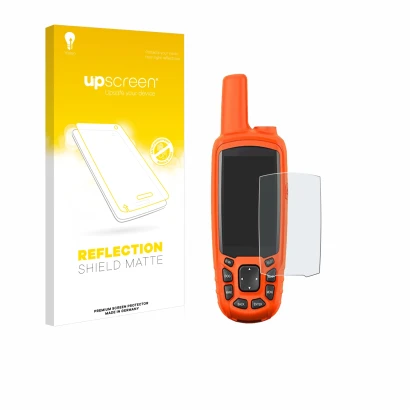 Face avant d’un emballage produit avec le logo de la marque upscreen. À côté, l’appareil Garmin Astro 430 est représenté avec 