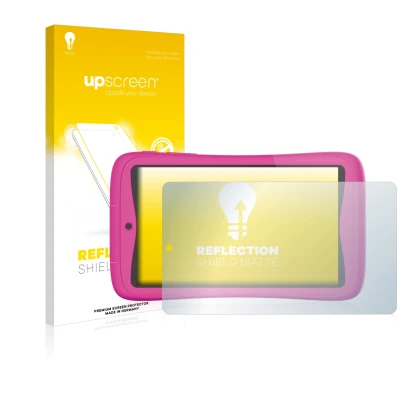 Face avant d’un emballage produit avec le logo de la marque upscreen. À côté, l’appareil Kurio Connect 7" est représenté avec