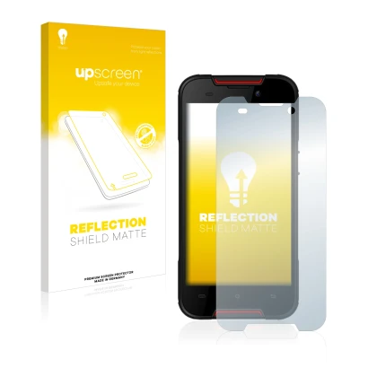 Face avant d’un emballage produit avec le logo de la marque upscreen. À côté, l’appareil Cubot Quest Lite est représenté avec