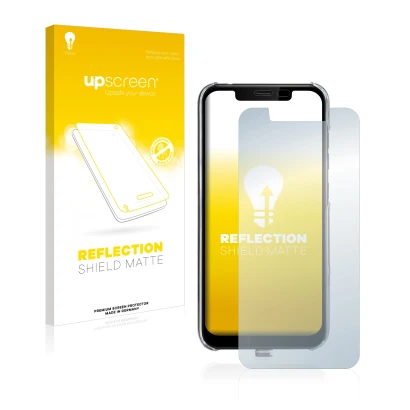 Face avant d’un emballage produit avec le logo de la marque upscreen. À côté, l’appareil Gigaset GS195LS est représenté avec l