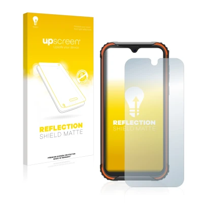 Face avant d’un emballage produit avec le logo de la marque upscreen. À côté, l’appareil Blackview BV5900 est représenté avec 