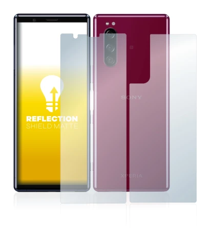 Image de l'appareil Sony Xperia 5 (Avant+Arrière) avec une grande variété de protections d'écran.