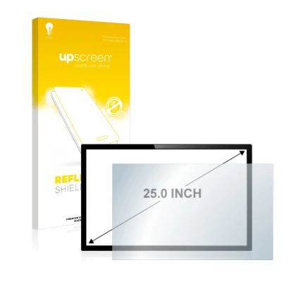 Face avant d’un emballage produit avec le logo de la marque upscreen. À côté, l’appareil est représenté avec la protection d’é