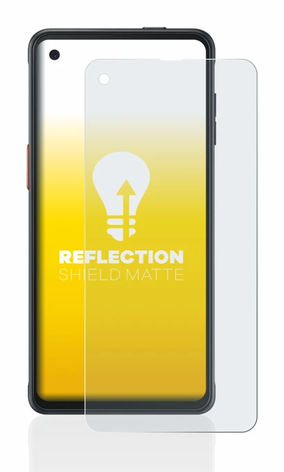 Image de l'appareil Samsung Galaxy XCover Pro avec une grande variété de protections d'écran.