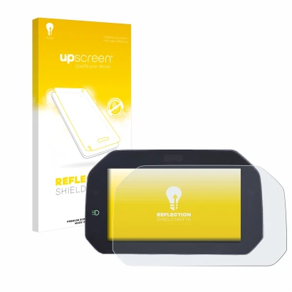 Face avant d’un emballage produit avec le logo de la marque upscreen. À côté, l’appareil BMW R1200GS LC 2013-2019 Connectivity