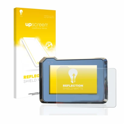 Face avant d’un emballage produit avec le logo de la marque upscreen. À côté, l’appareil KTM 1290 Super Duke R 2020/2022 TFT-D