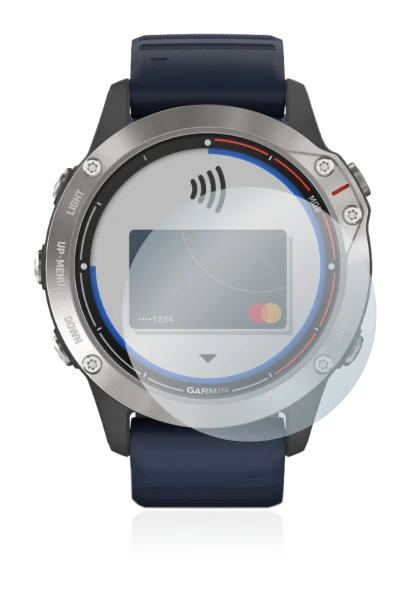 Image de l'appareil Garmin quatix 6 avec une grande variété de protections d'écran.