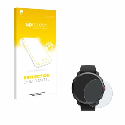 Face avant d’un emballage produit avec le logo de la marque upscreen. À côté, l’appareil Polar Grit X est représenté avec la p