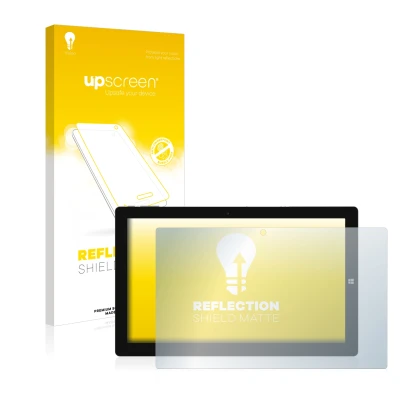 Face avant d’un emballage produit avec le logo de la marque upscreen. À côté, l’appareil Chuwi UBook 11.6" est représenté avec