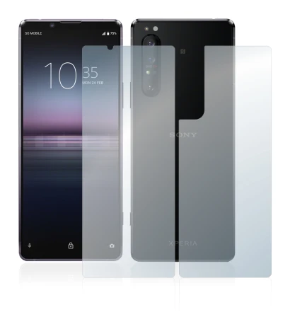 Image de l'appareil Sony Xperia 1 II (Avant+Arrière) avec une grande variété de protections d'écran.