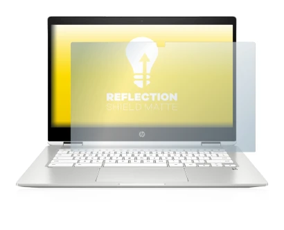Image de l'appareil HP Chromebook x360 (14b-caX) avec une grande variété de protections d'écran.