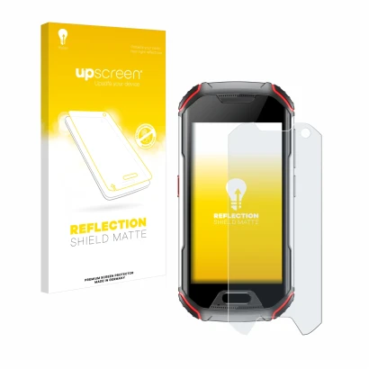 Face avant d’un emballage produit avec le logo de la marque upscreen. À côté, l’appareil Unihertz Atom L est représenté avec l