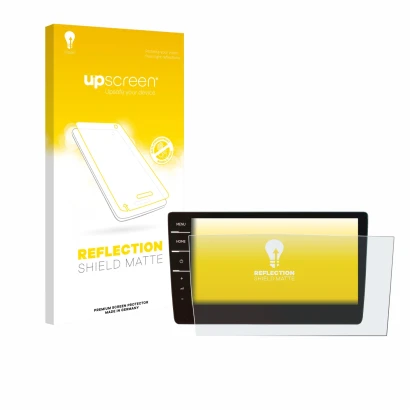 Face avant d’un emballage produit avec le logo de la marque upscreen. À côté, l’appareil Volkswagen T6.1 California 2021 Disco