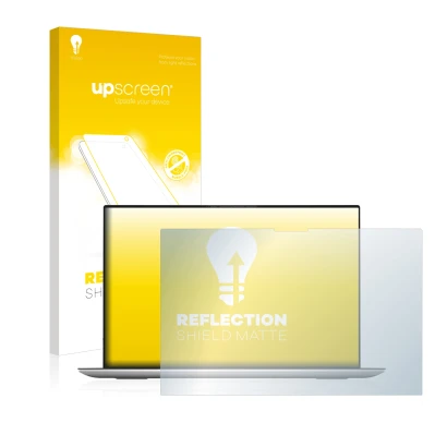 Face avant d’un emballage produit avec le logo de la marque upscreen. À côté, l’appareil Dell XPS 17 9700 touch est représenté