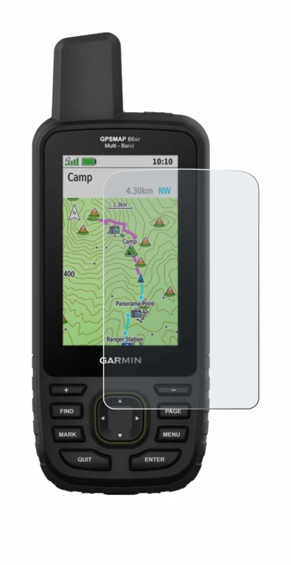Image de l'appareil Garmin GPSMAP 66sr avec une grande variété de protections d'écran.