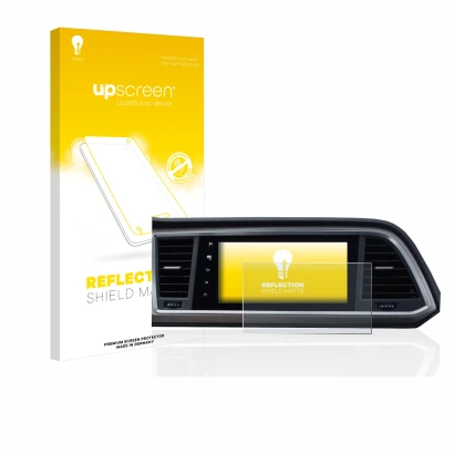 Face avant d’un emballage produit avec le logo de la marque upscreen. À côté, l’appareil Seat Ateca Style Go 2020 Infotainment