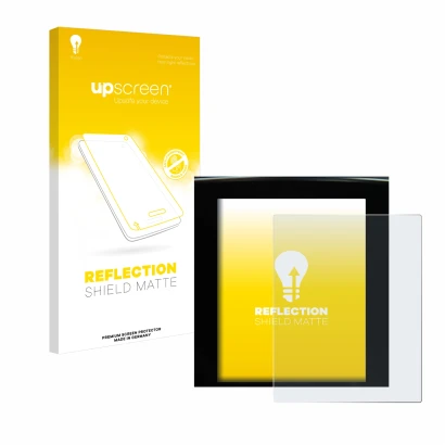 Face avant d’un emballage produit avec le logo de la marque upscreen. À côté, l’appareil Renault Megane 4 2020 Multimedia Easy