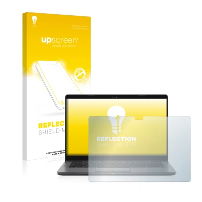 Face avant d’un emballage produit avec le logo de la marque upscreen. À côté, l’appareil Dell Latitude 5310 2-in-1 est représe