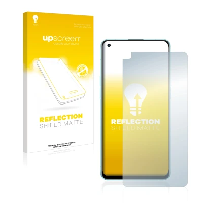 Face avant d’un emballage produit avec le logo de la marque upscreen. À côté, l’appareil Oppo Reno 6 5G est représenté avec la