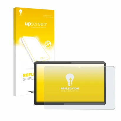 Face avant d’un emballage produit avec le logo de la marque upscreen. À côté, l’appareil Lenovo IdeaPad Duet 5 Chromebook (13"